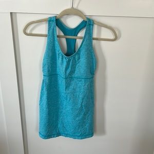 Aqua Lululemon racer back tank with built in bra